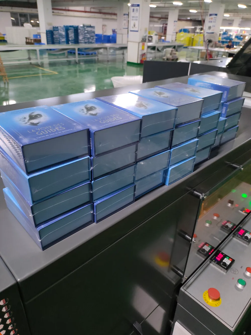 Book packaging on production line